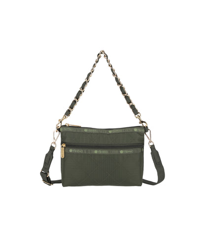 Chain Cosmetic Clutch<br>Dark Olive Chain Quilt