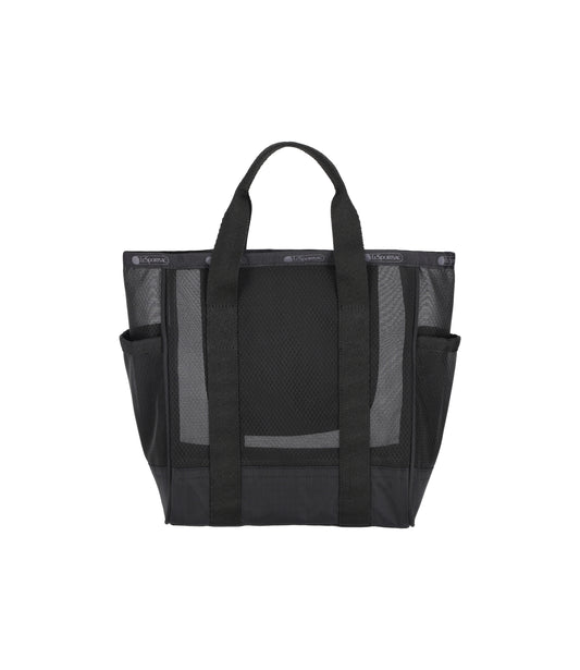 Sheer Medium Open Tote<br>Black Sheer