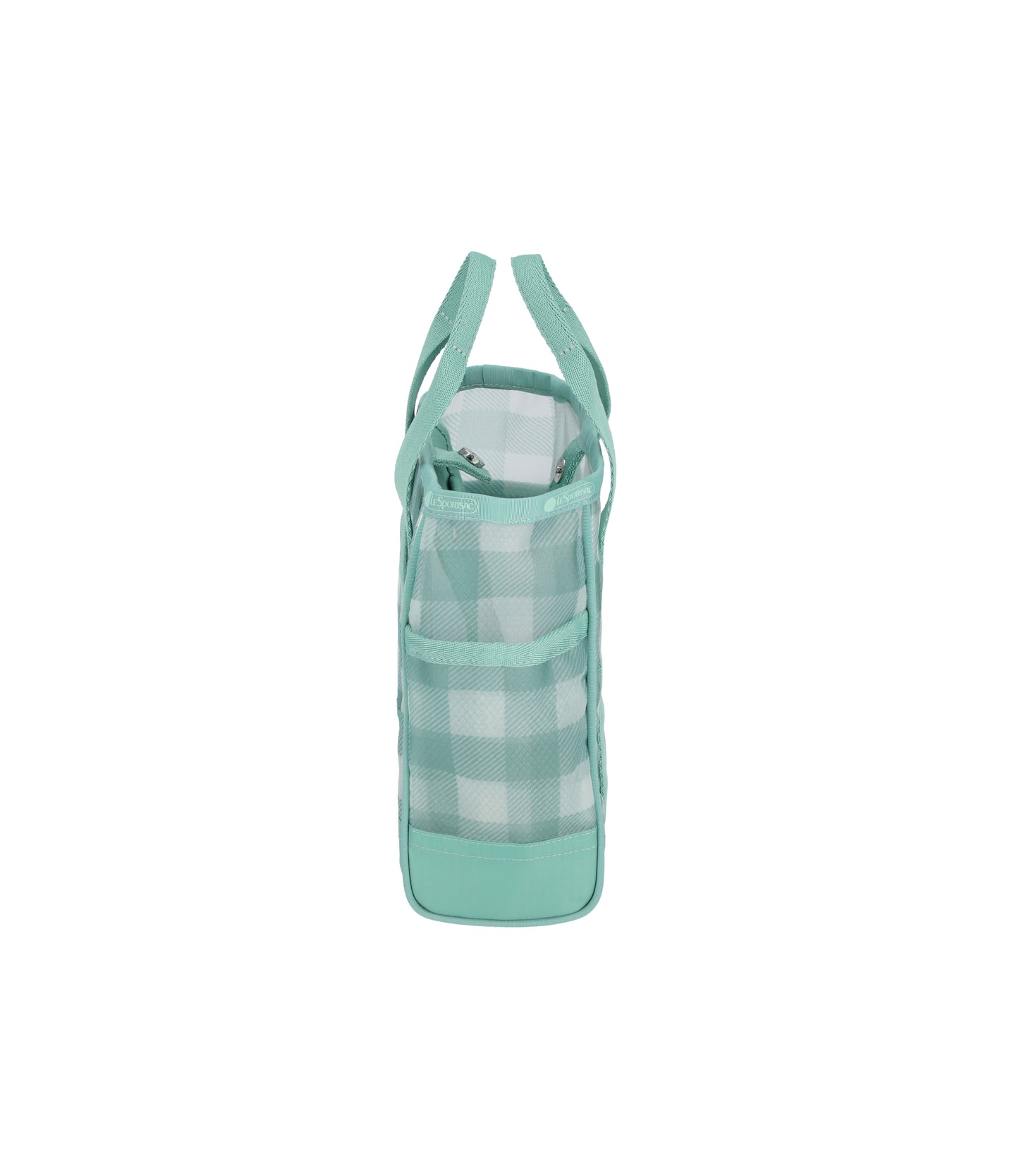 Sheer Medium Open Tote<br>Green Field Gingham Sheer