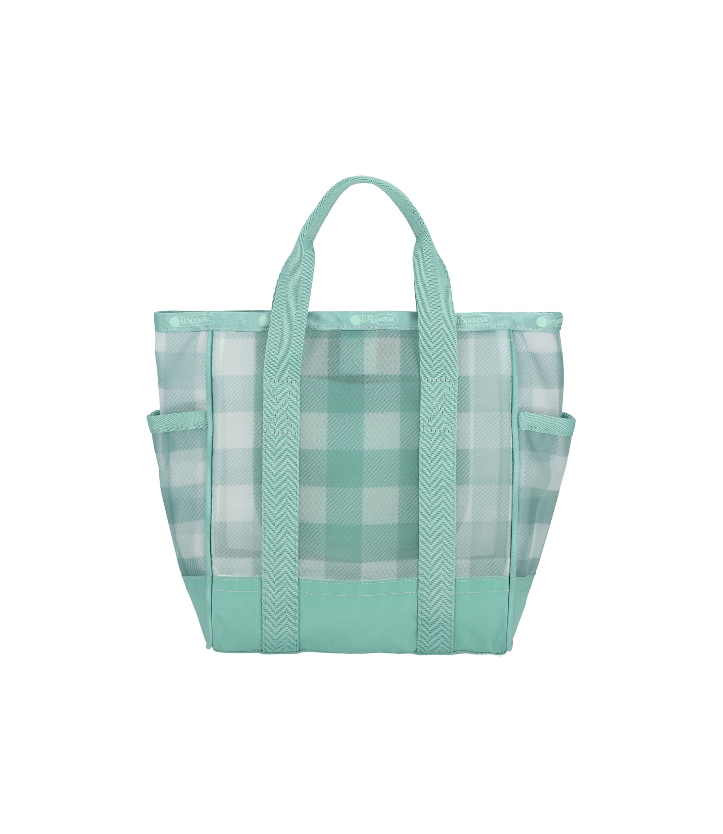 Sheer Medium Open Tote<br>Green Field Gingham Sheer