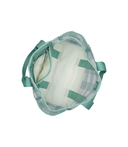 Sheer Medium Open Tote<br>Green Field Gingham Sheer