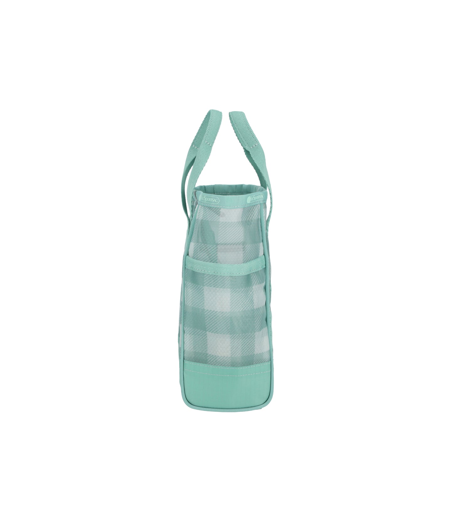 Sheer Medium Open Tote<br>Green Field Gingham Sheer