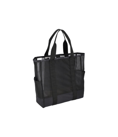 Sheer Large Open Tote<br>Black Sheer