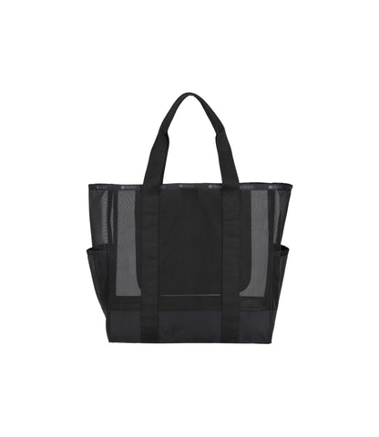 Sheer Large Open Tote<br>Black Sheer