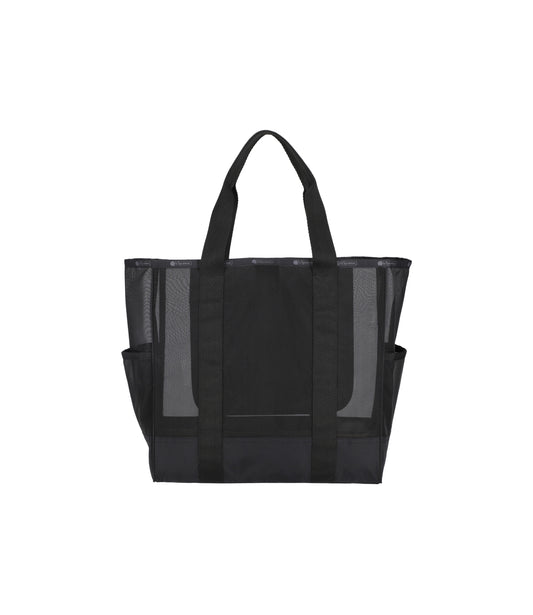 Sheer Large Open Tote<br>Black Sheer