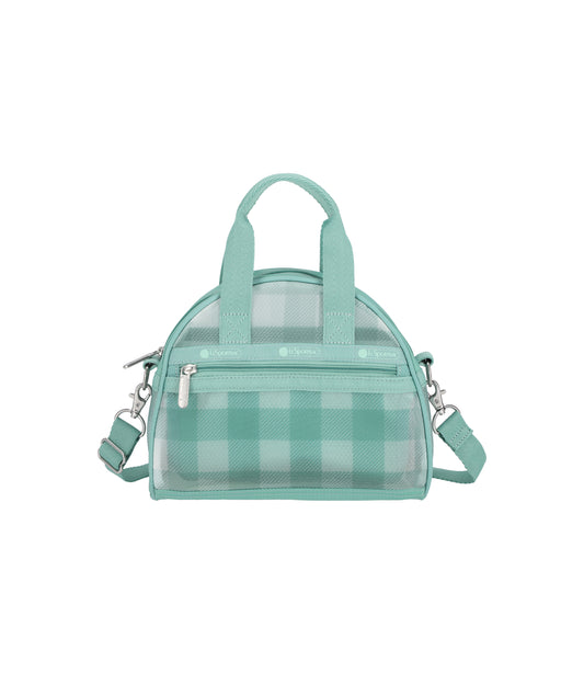 Sheer Round Small Satchel<br>Green Field Gingham Sheer