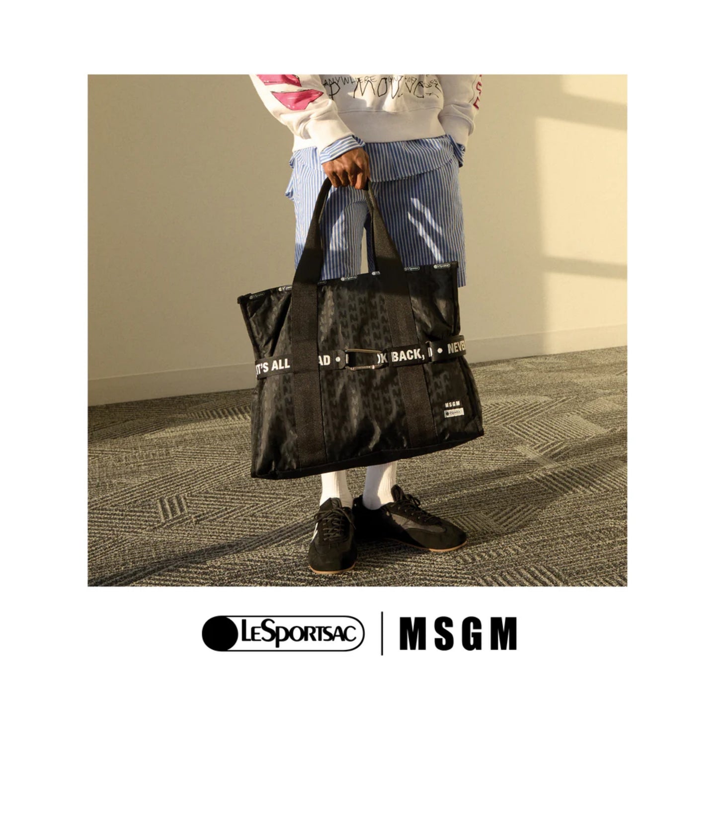 MSGM Large Boat Tote<br>Boat Tote Black Jacquard
