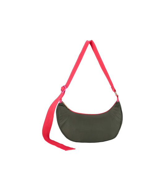 Medium Hammock Adjustable Bag<br>Avocado/Beige Pink Webbing