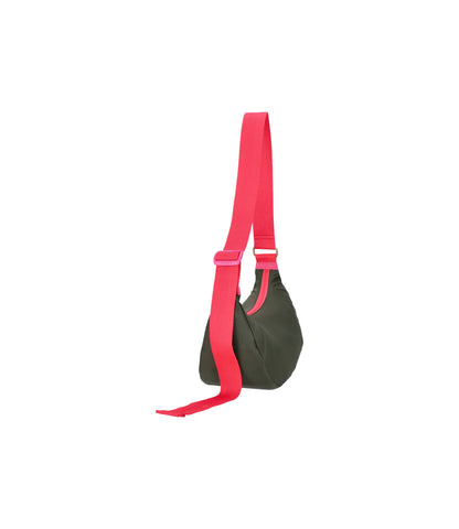 Medium Hammock Adjustable Bag<br>Avocado/Beige Pink Webbing