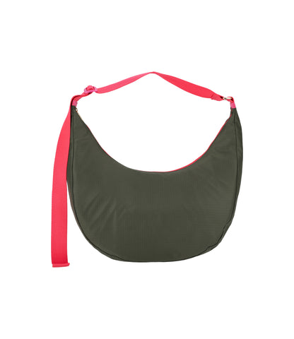 Large Hammock Large Adjustable Bag<br>Avocado/Beige Pink Webbing