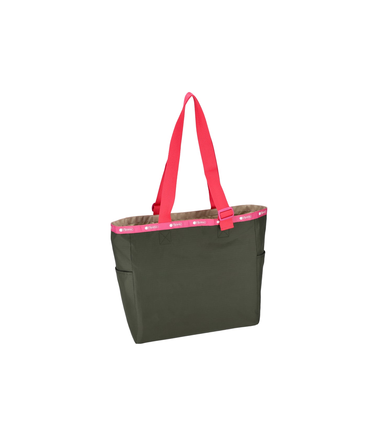 Large Handle Adjustable Tote<br>Avocado/Beige Pink Webbing
