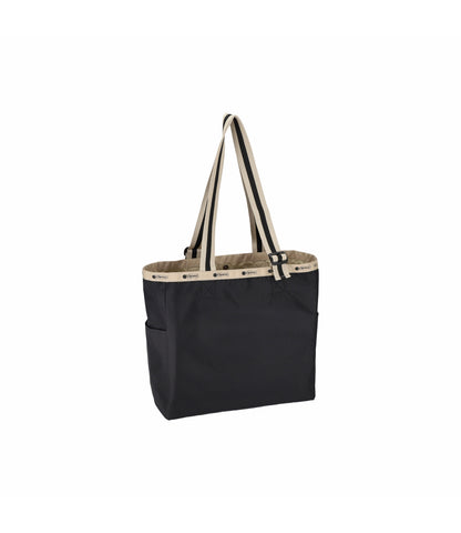 Large Handle Adjustable Tote<br>Black/Black Beige Webbing