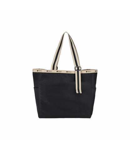 Large Handle Adjustable Tote<br>Black/Black Beige Webbing