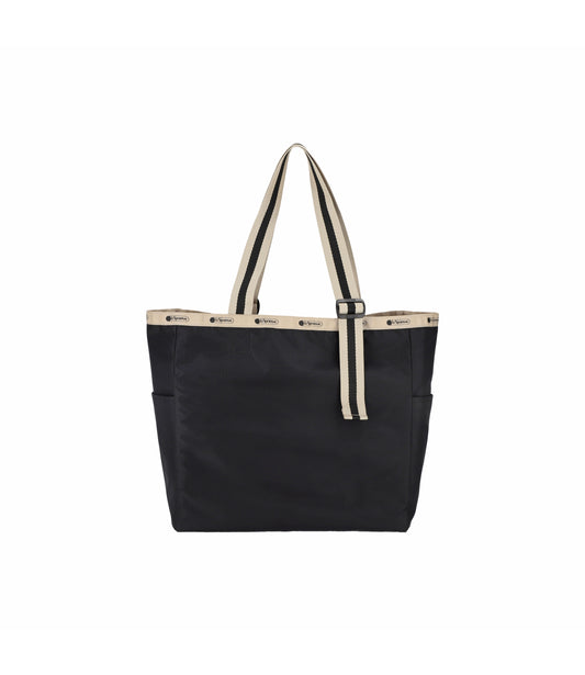 Large Handle Adjustable Tote<br>Black/Black Beige Webbing