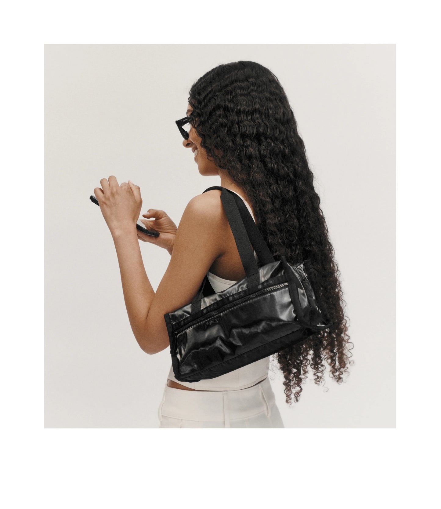 East/West Square Shoulder Bag<br>Black Shine