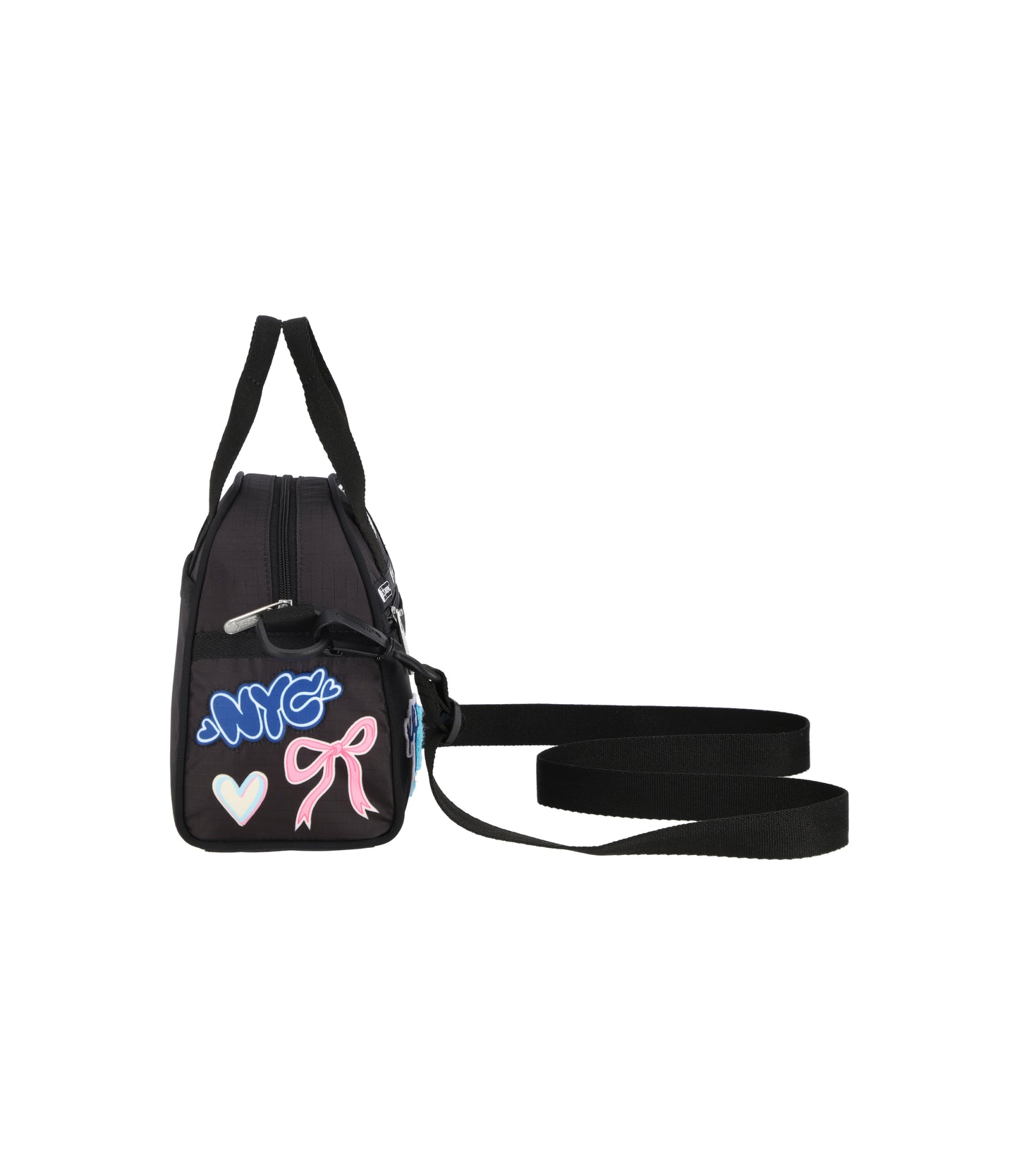 PW Round Small Satchel<br>Black Sticker Patchwork