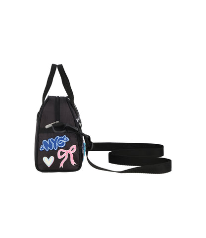 PW Round Small Satchel<br>Black Sticker Patchwork