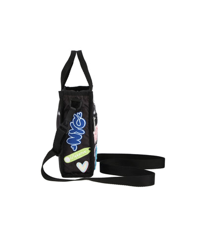 PW Mini North/South Tote<br>Black Sticker Patchwork