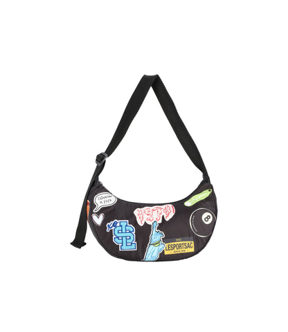 PW Small Hobo<br>Black Sticker Patchwork