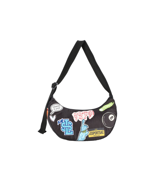 PW Small Hobo<br>Black Sticker Patchwork