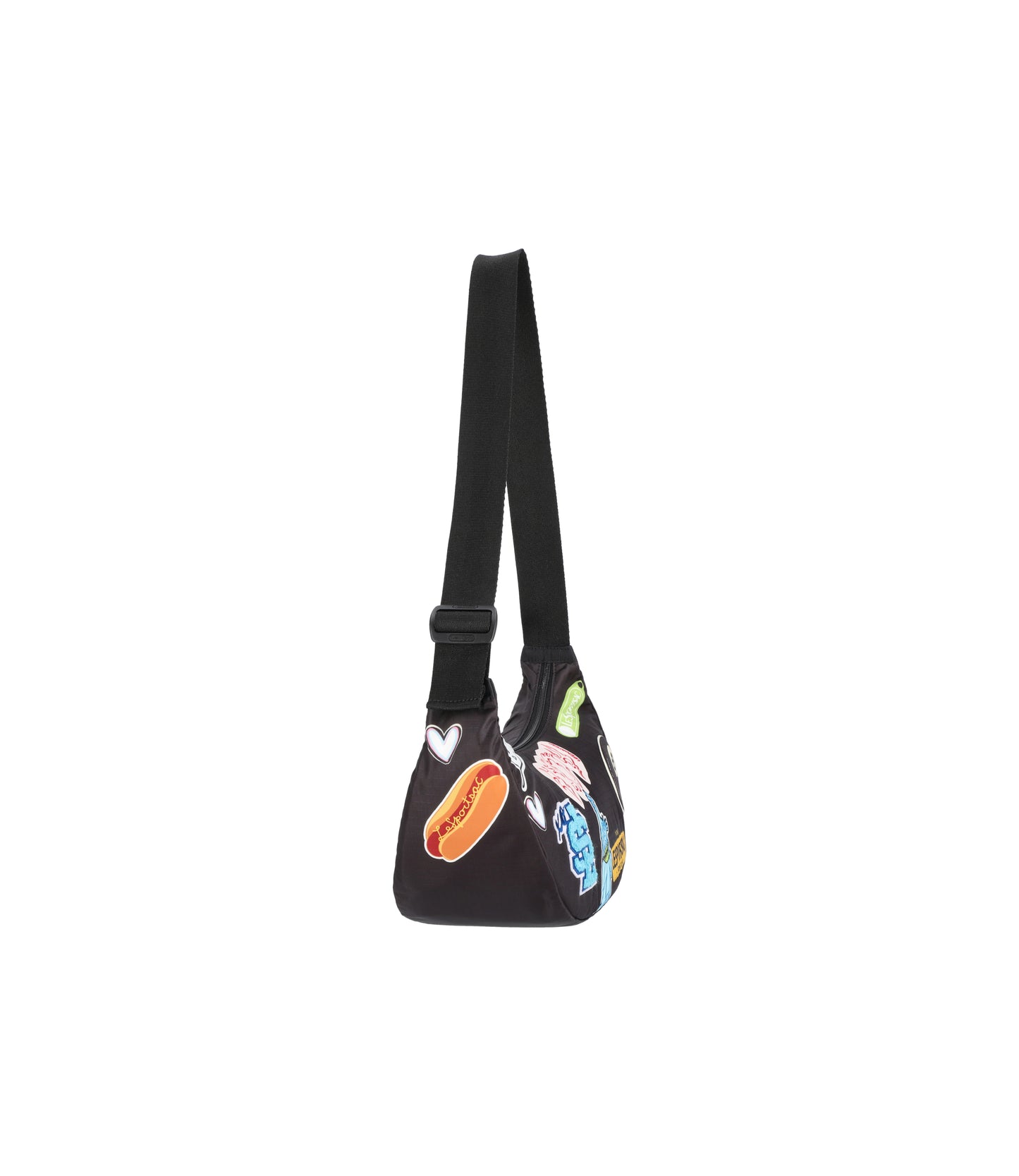 PW Small Hobo<br>Black Sticker Patchwork