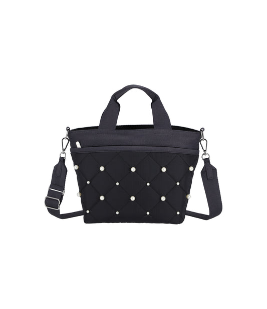 Small Bucket Tote With Pearls<br>Deep Sea Pearl