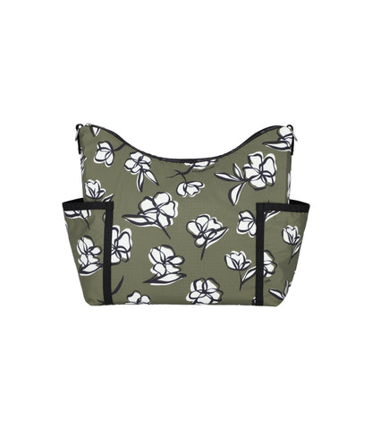 Zip Bucket Shoulder<br>Olive Floral Silhouette