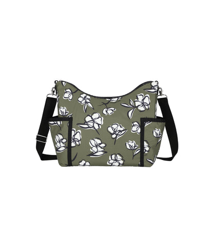 Zip Bucket Shoulder<br>Olive Floral Silhouette