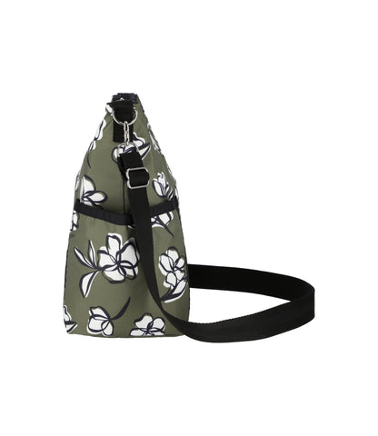 Zip Bucket Shoulder<br>Olive Floral Silhouette