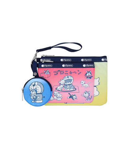 Wristlet Pouch With Round Charm<br>Doraemon With Meow