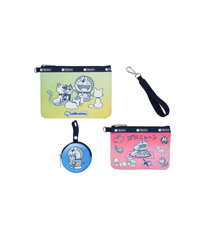 Wristlet Pouch With Round Charm<br>Doraemon With Meow
