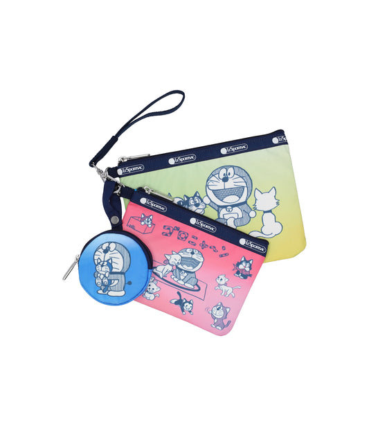 Wristlet Pouch With Round Charm<br>Doraemon With Meow