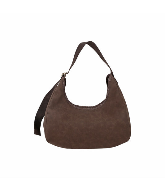 Large Suede Hobo<br>Dark Chocolate Suede