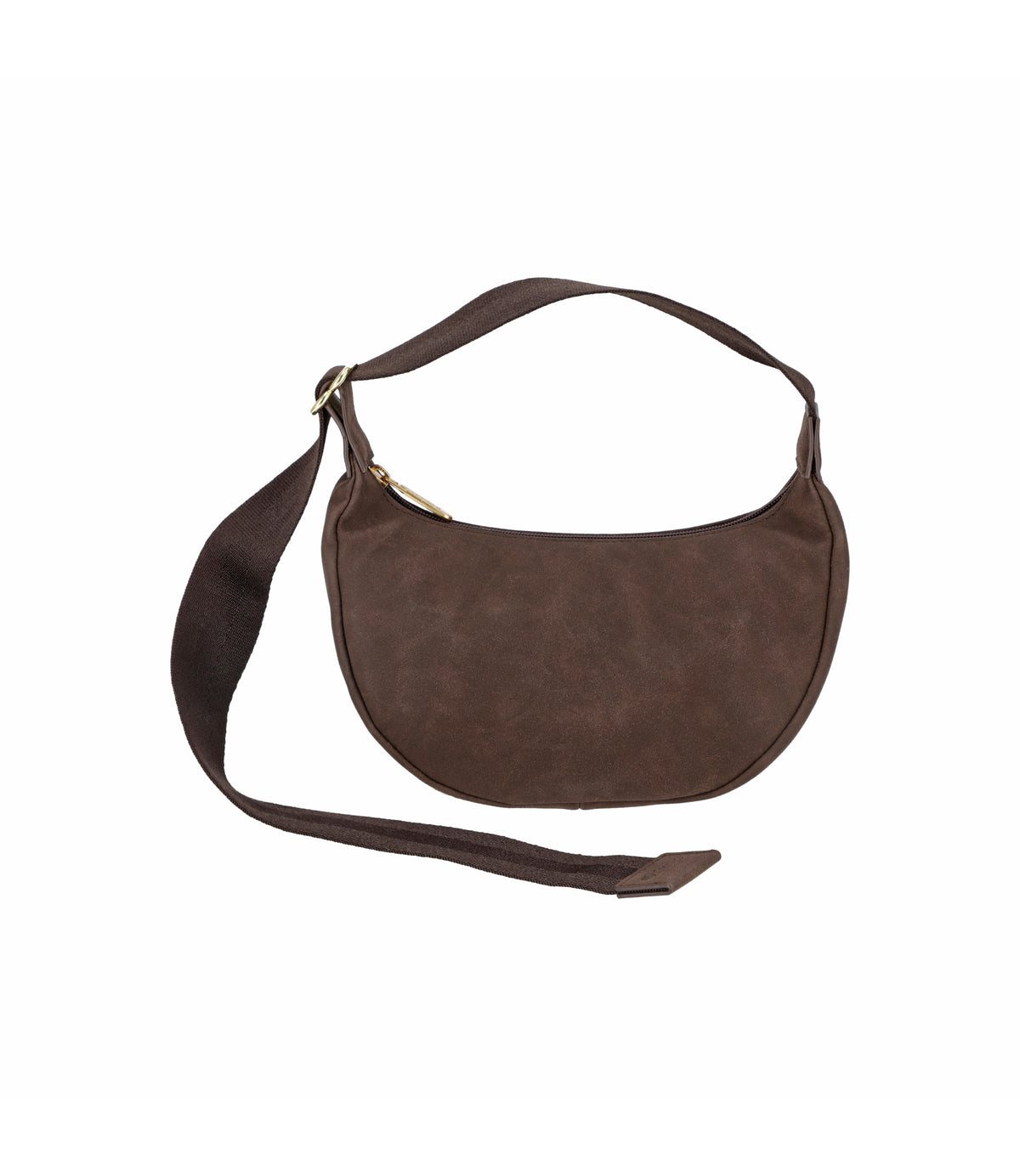 Small Suede Zip Hobo<br>Dark Chocolate Suede