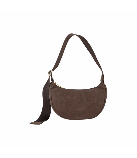 Small Suede Zip Hobo<br>Dark Chocolate Suede