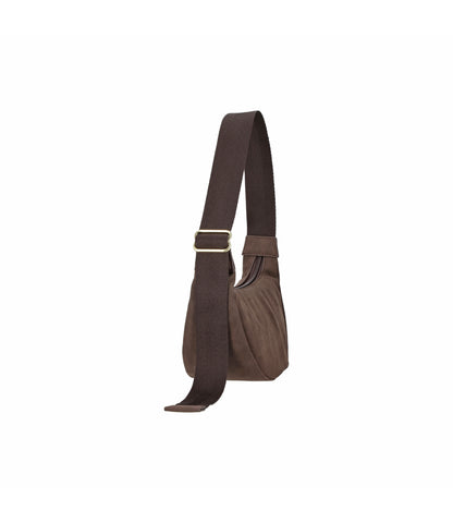 Small Suede Zip Hobo<br>Dark Chocolate Suede