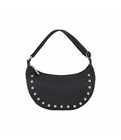 Studs Small Zip Hobo<br>Black Studs