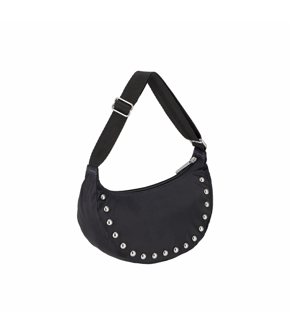 Studs Small Zip Hobo<br>Black Studs