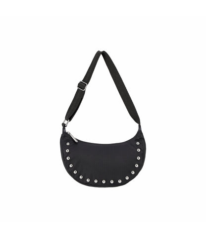 Studs Small Zip Hobo<br>Black Studs