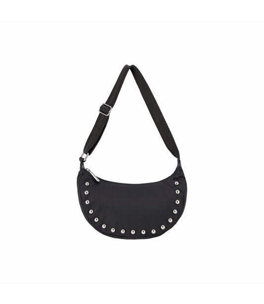 Studs Small Zip Hobo<br>Black Studs