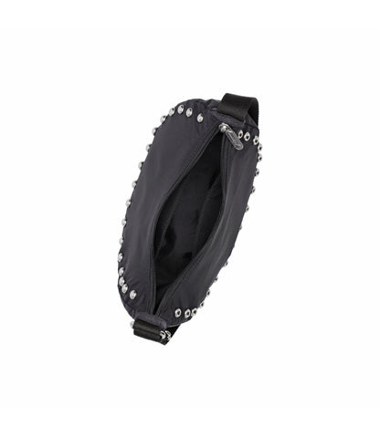 Studs Small Zip Hobo<br>Black Studs