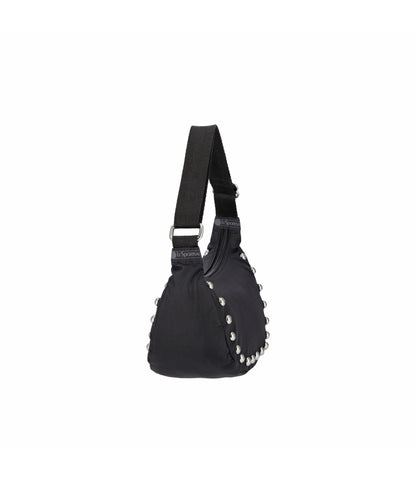 Studs Small Zip Hobo<br>Black Studs