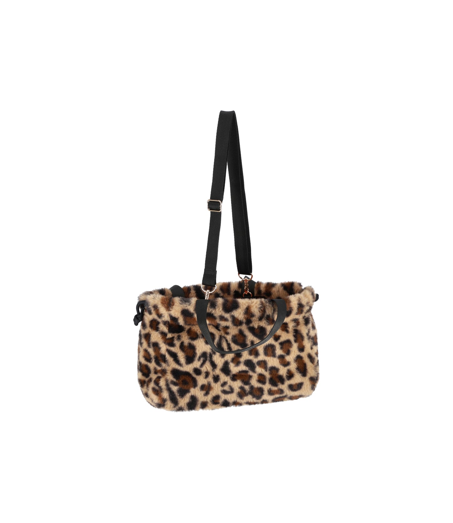 Fur Drawstring Tote<br>Leopard Fluffy Fur