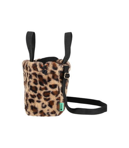 Fur Drawstring Tote<br>Leopard Fluffy Fur