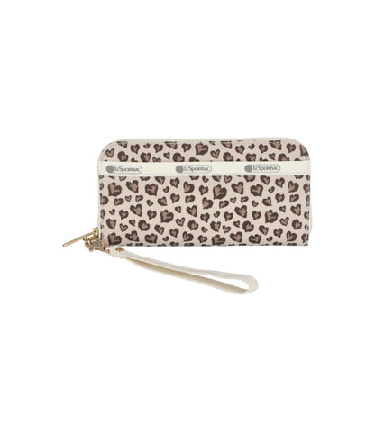 Tech Wallet Wristlet<br>Latte Heart Leopard