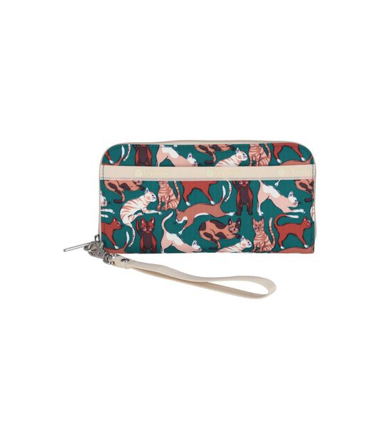 Tech Wallet Wristlet<br>Curious Cats Green