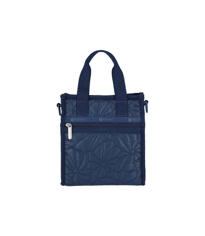 Mini North/South Tote<br>Navy Quilted Blooms