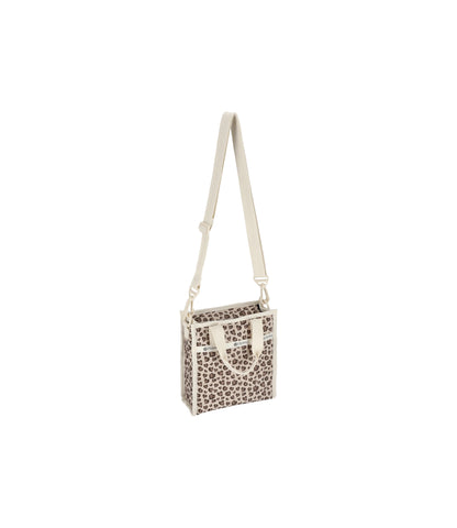 Mini North/South Tote<br>Latte Heart Leopard