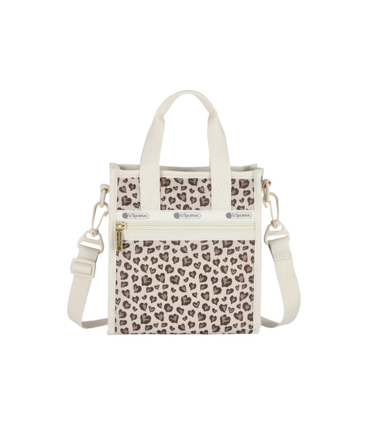 Mini North/South Tote<br>Latte Heart Leopard