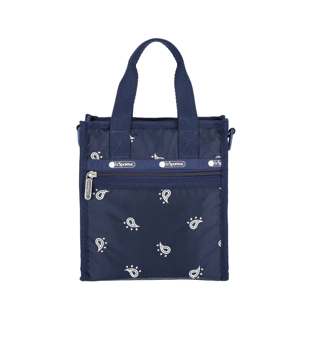 Mini North/South Tote<br>Navy Bandana Embroidery